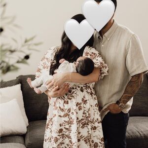 Chic Brown and White Floral Dress